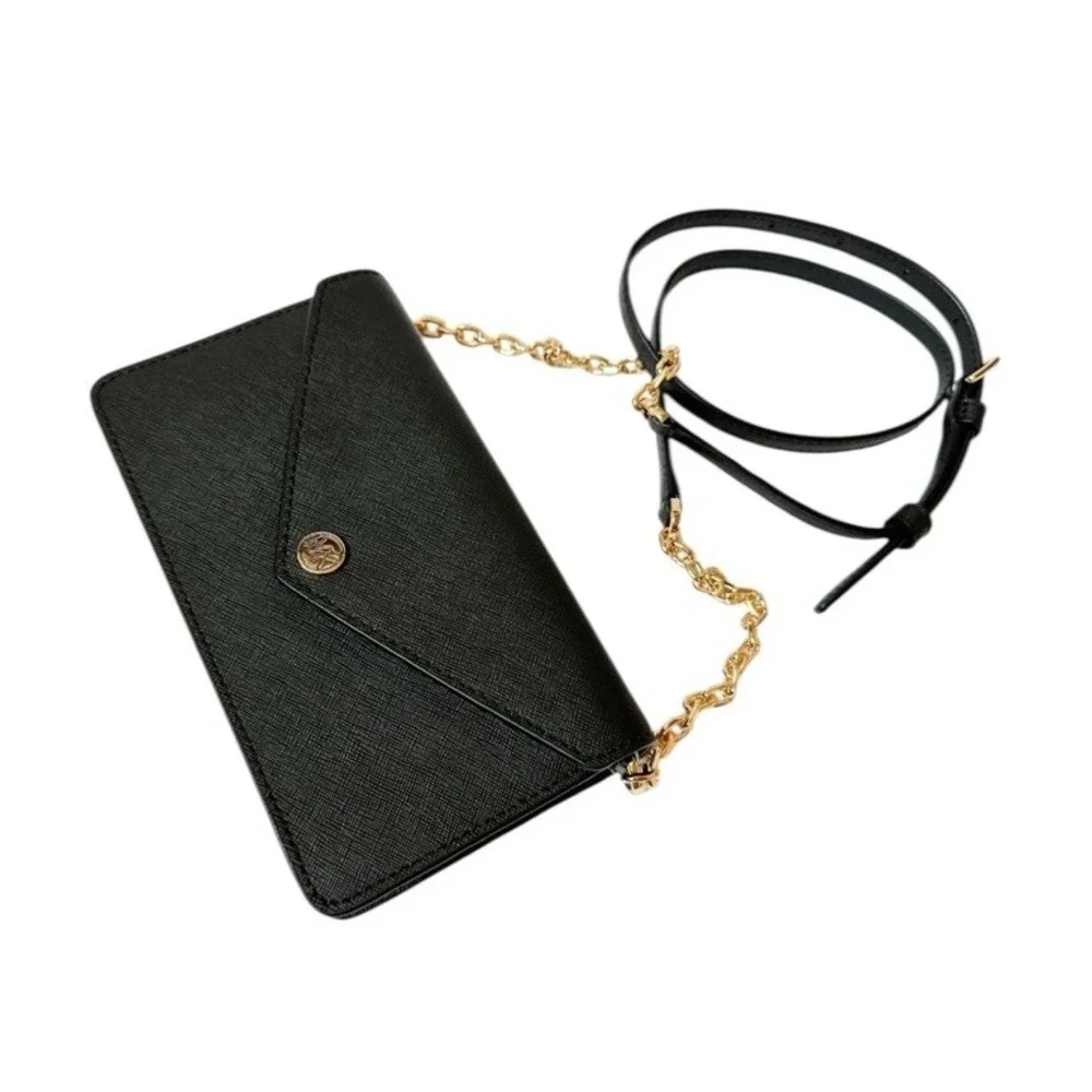 Michael‎ Kors Small Saffiano Leather Envelope Crossbody/Clutch Bag Black NWT